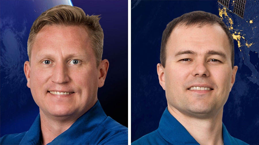 Expedition 69 Commander Sergey Prokopyev (left) and Flight Engineer Dmitri Petelin (right) are conducting their fifth spacewalk together today.