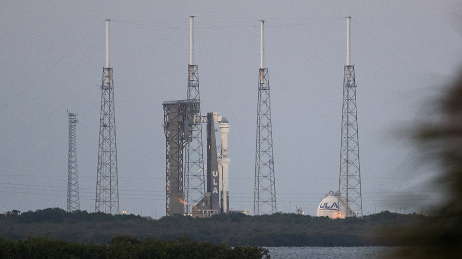 Boeing's Starliner spacecraft atop the Atlas V rocket from ULA (United Launch Alliance) is pictured on the launch pad at Space Launch Complex 41 in Florida. Credit: NASA/Joel Kowsky