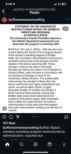 Buff State wrestling IG post 1