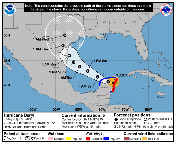 Beryl 7 am track July 5