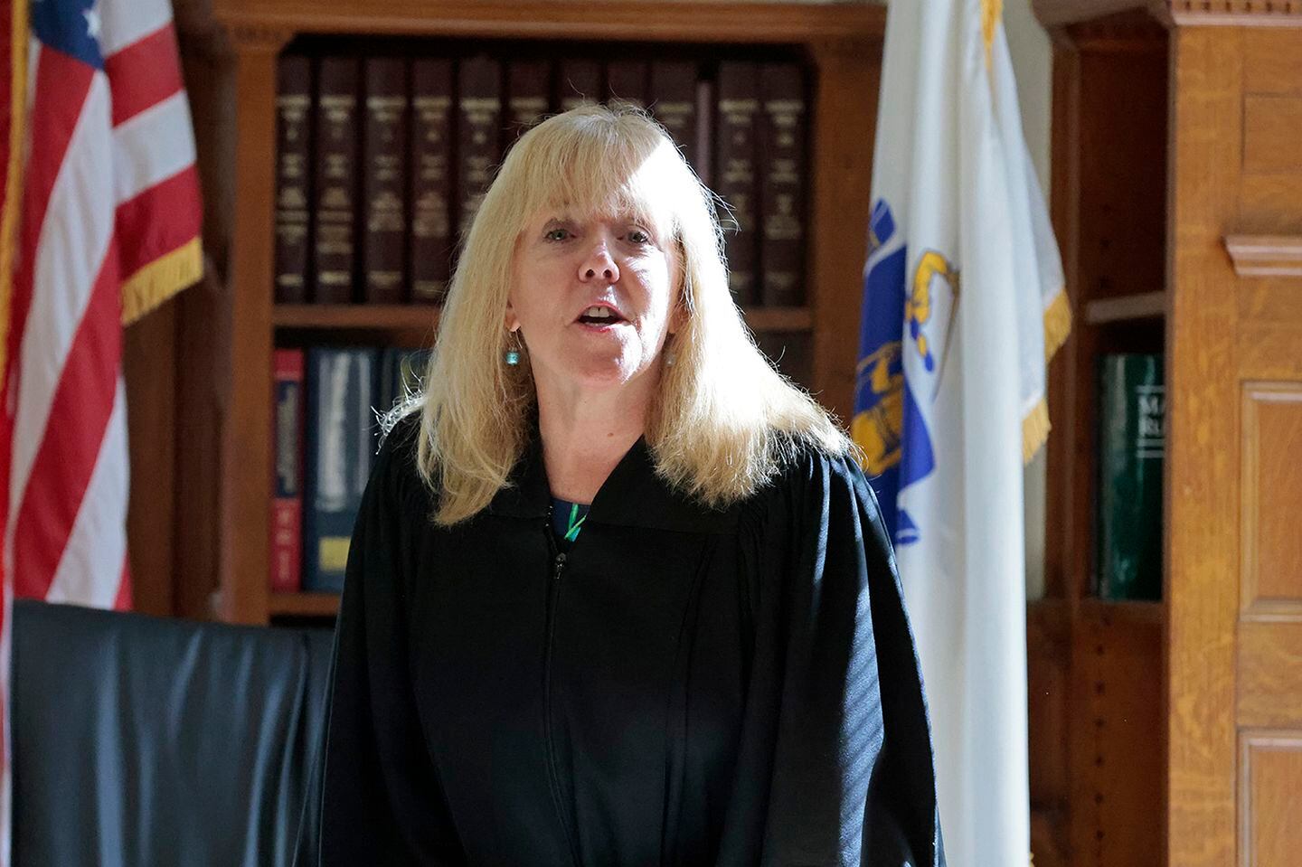 Judge Beverly J. Cannone greeted the jury during court proceedings in Karen Read's murder trial last month.