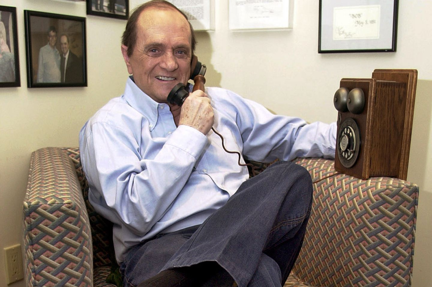 Comedian Bob Newhart at his home in Los Angeles in 2003. Newhart died in Los Angeles on Thursday, July 18. He was 94.