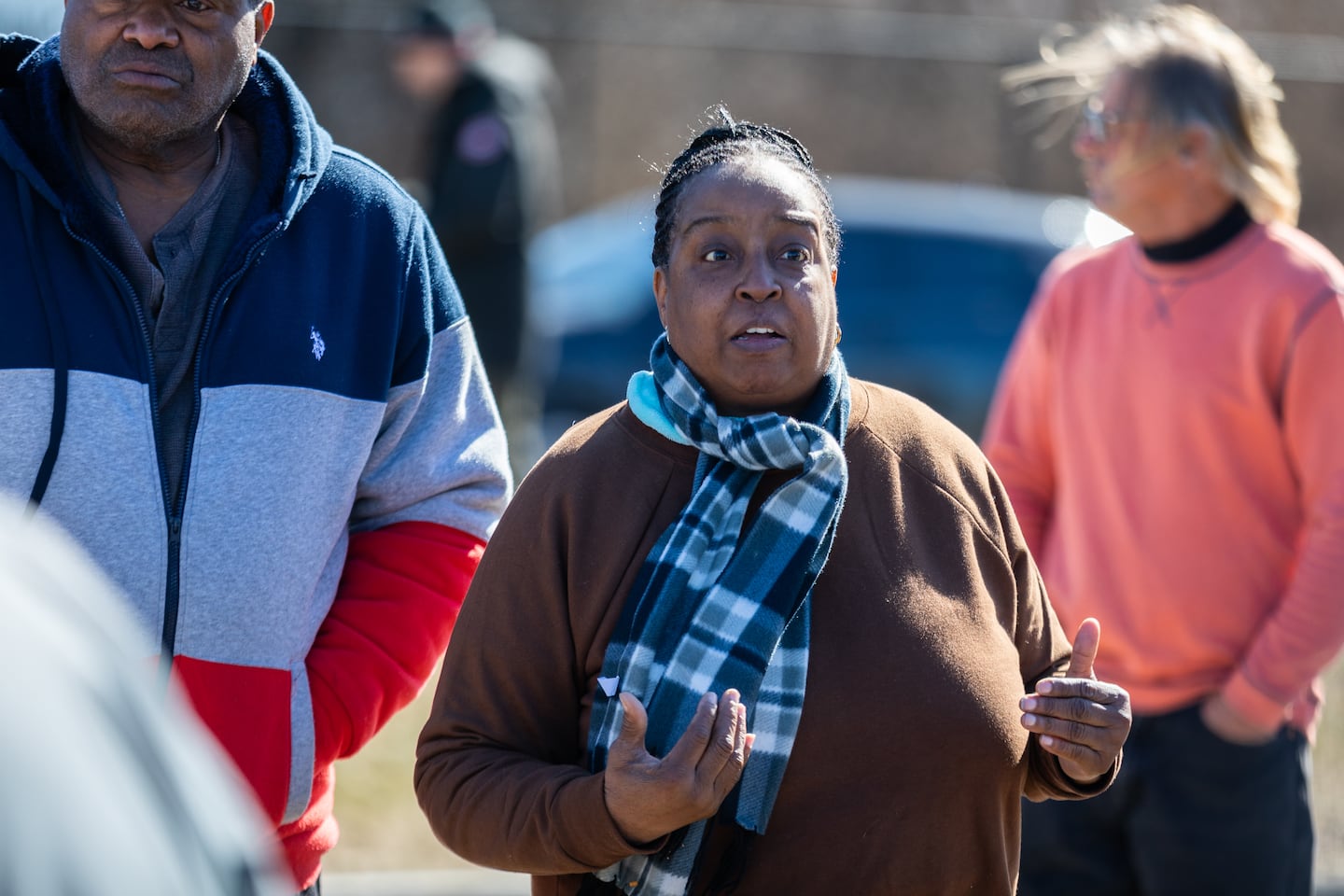 Cynthia Hodges, a mother to 3 children who have been through the Brockton public school system, expresses her frustration during a press conference held after a string of violence at the high school in Brockton.