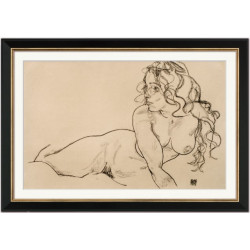 "Nu féminin reposant avec de longs cheveux", Egon Schiele
