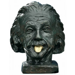 Sculpture "Tête d'Einstein avec langue d'or", J. Nemecek