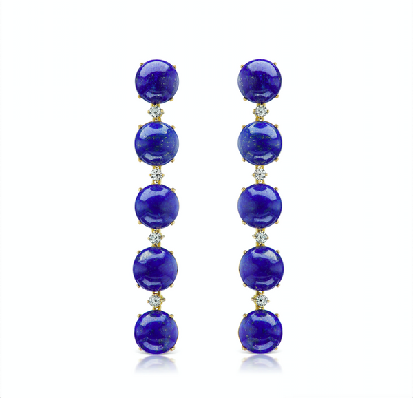 Confetti Lapis and Diamond Drop Earrings