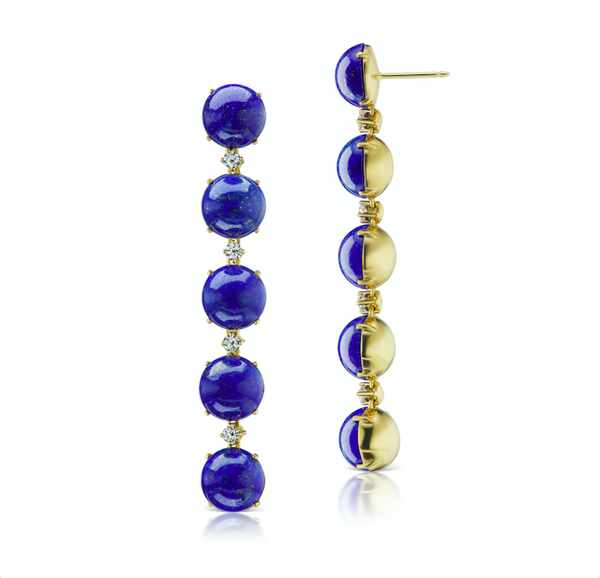 Confetti Lapis and Diamond Drop Earrings