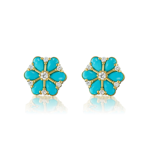 Confetti Cluster Turquoise & Diamond Earrings