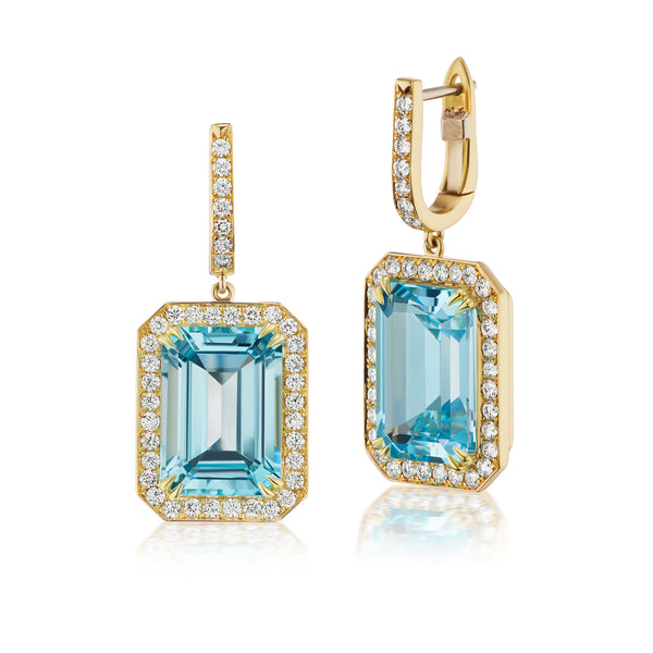 Constellation Sky Blue Topaz & Diamond Earrings