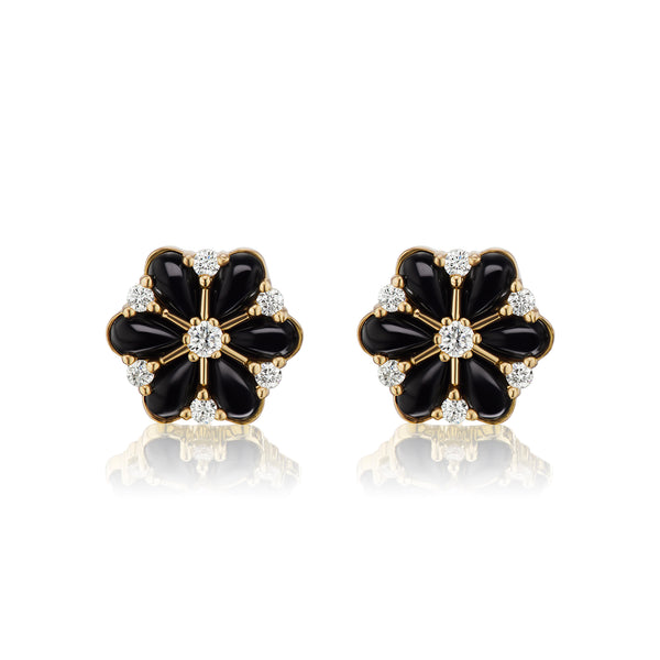 Confetti Cluster Onyx & Diamond Earrings