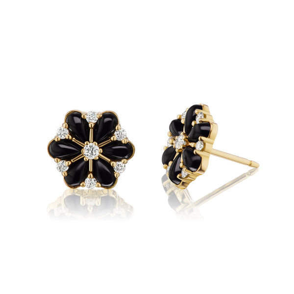 Confetti Cluster Onyx & Diamond Earrings