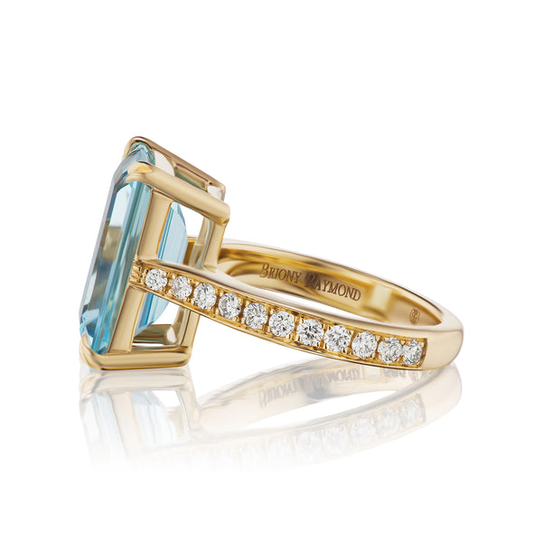 Delphina Sky Blue Topaz & Diamond Ring