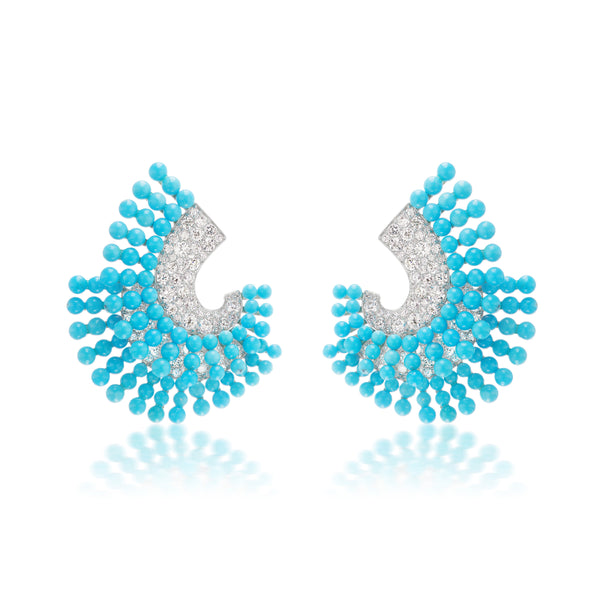 Turquoise & Diamond Confetti Plume Earrings