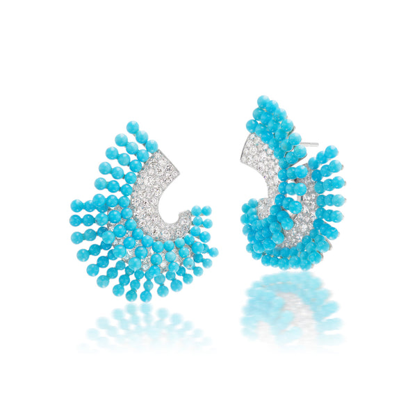 Turquoise & Diamond Confetti Plume Earrings