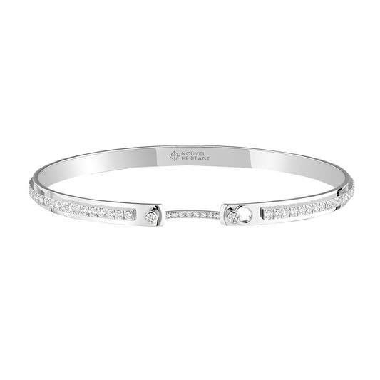 Tuxedo Bangle - White Gold - Main Img