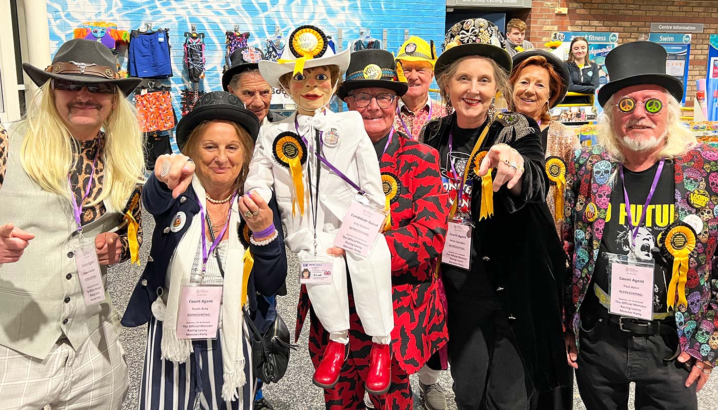 Members of the Monster Raving Loony Party at the count in the Richmond and Northallerton constituency - 4 July 2024