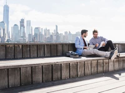 Two men working at New Jersey waterfront