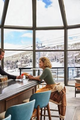 guest eating at lobby bar