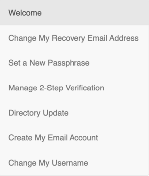 Image shows menu options inside CalNet Admin Management tool