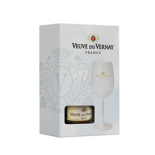 Kit Veuve Du Vernay Brut 750ml com Taça de Acrílico.