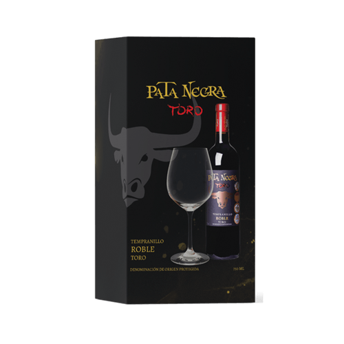 Kit Vinho Tinto Espanhol Pata Negra Toro 750ml + Taça de Cristal