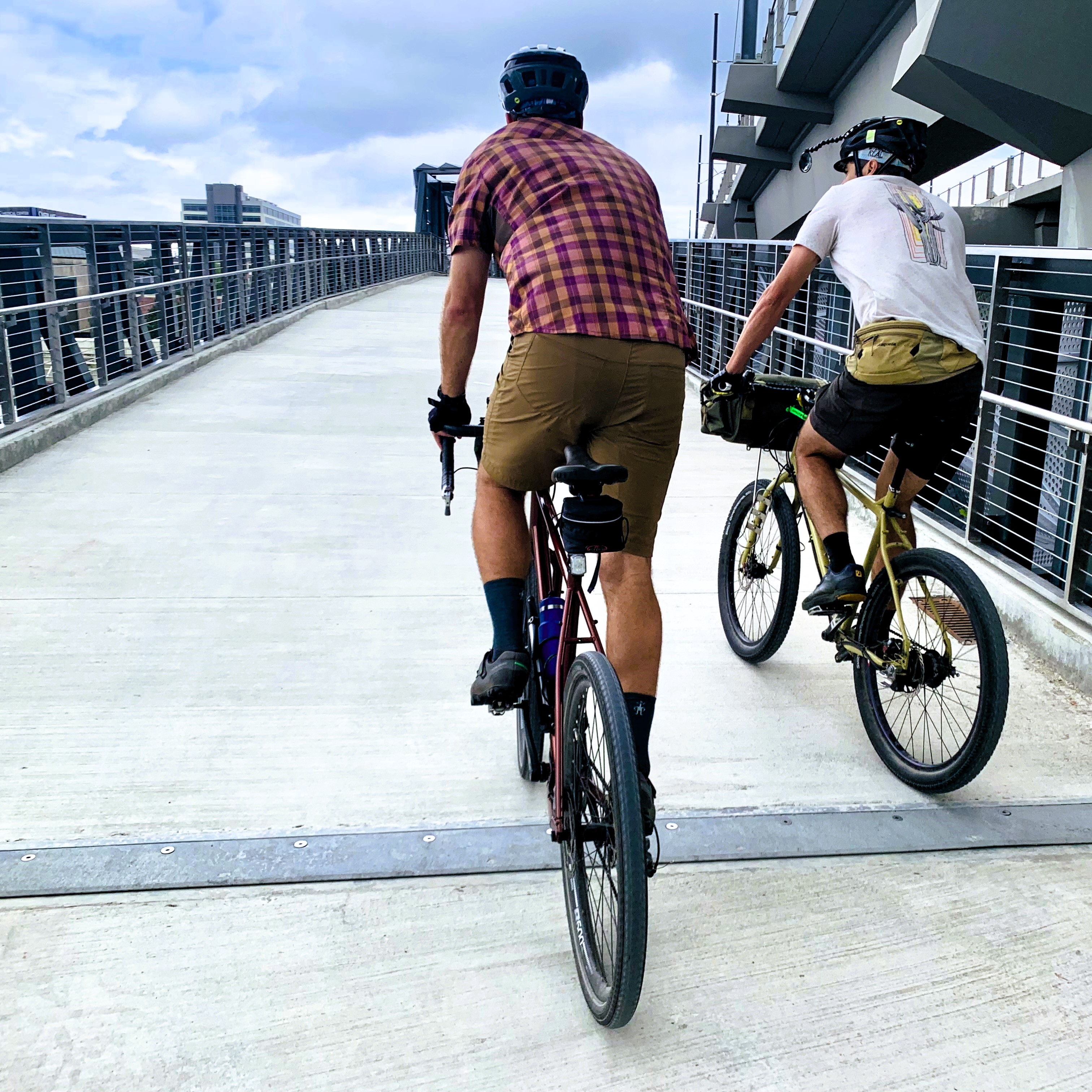 climbing up the NE 8th Ave bike bridge