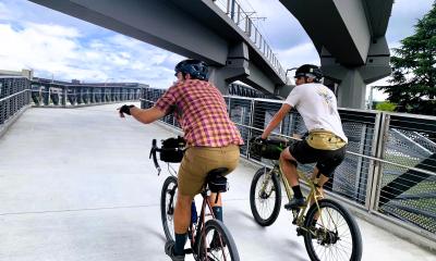 Pedaling over the new Northeast Eighth Avenue bridge 