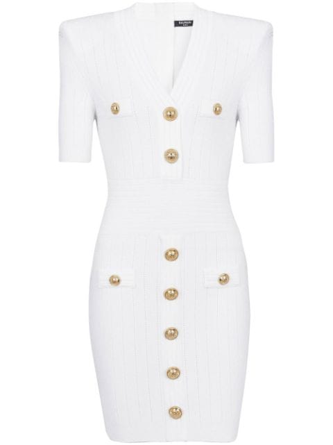 Balmain knitted button-embellished minidress