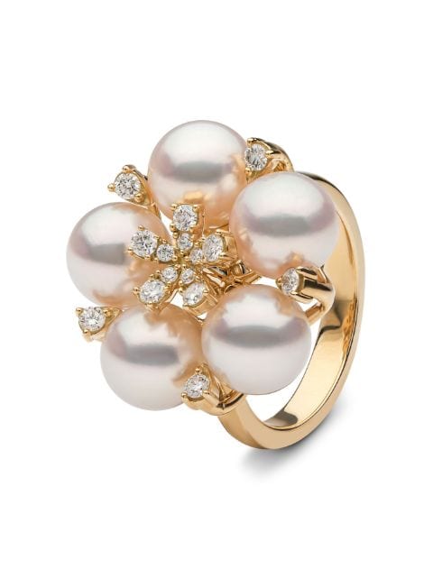 Yoko London 18kt yellow gold Raindrop pearl and diamond ring