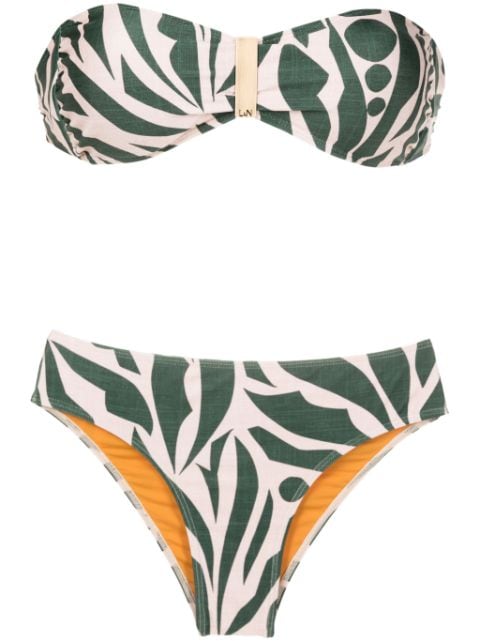 Lygia & Nanny Ester abstract-print strapless bikini