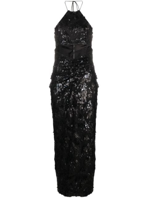 ROTATE BIRGER CHRISTENSEN sequinned halterneck midi dress