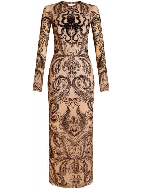 ETRO paisley-flocked tulle dress