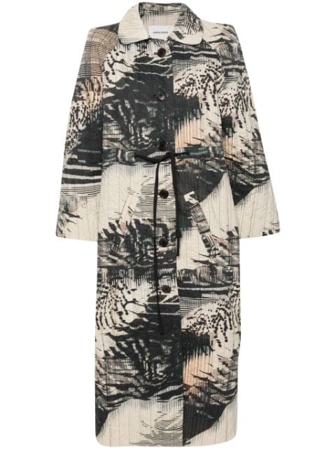 Henrik Vibskov Long Bind abstract-print coat