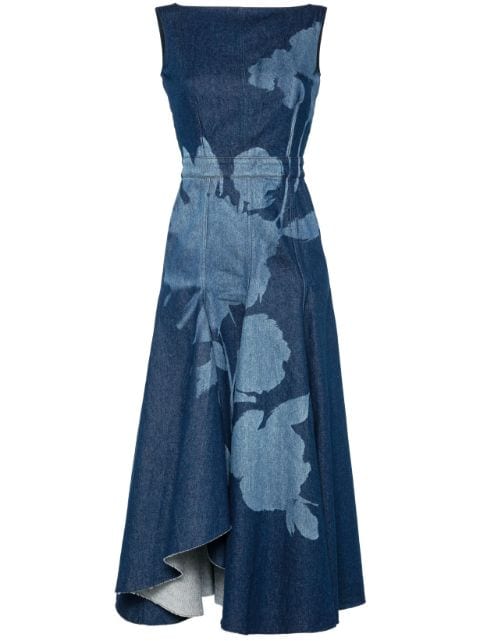 ERDEM flared denim midi dress