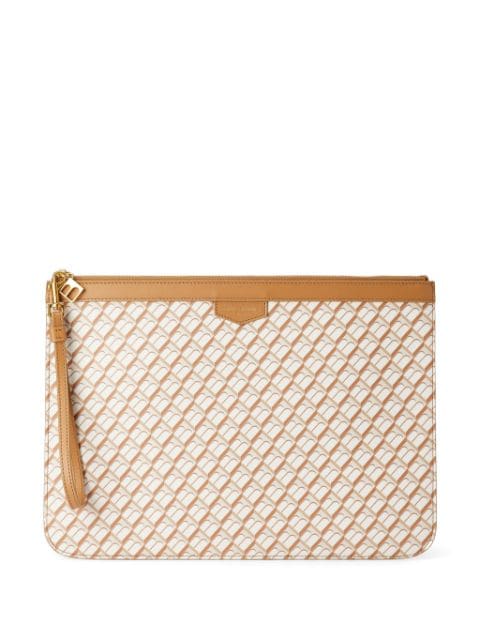 TAMMY & BENJAMIN monogram-pattern canvas clutch bag