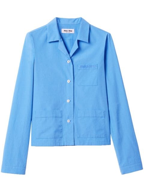 Miu Miu logo-embroidered cotton-poplin shirt