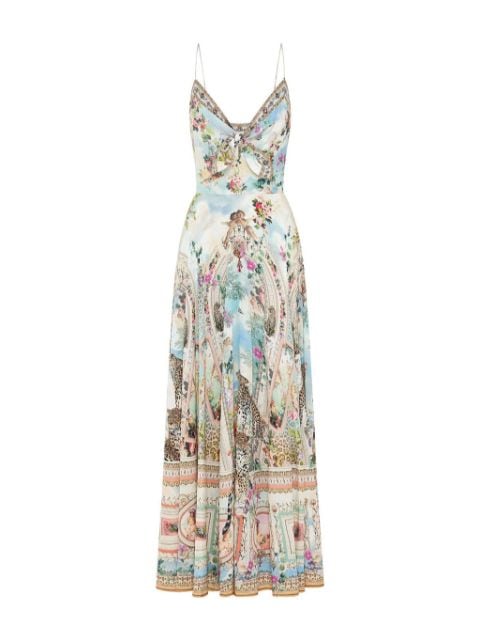 Camilla printed tie maxi dress