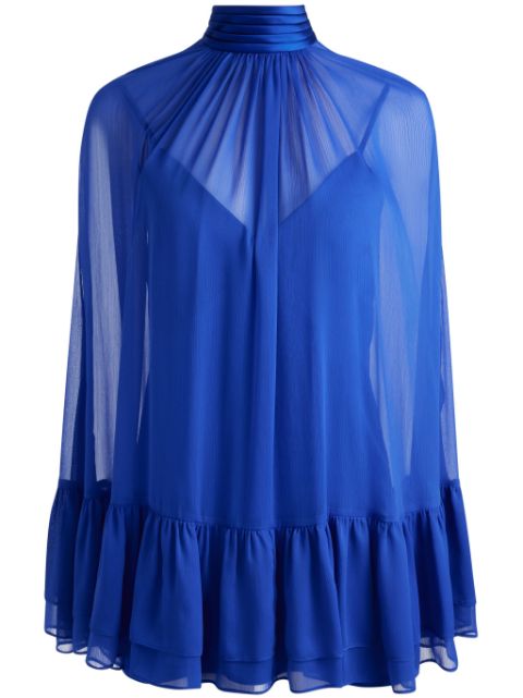 alice + olivia Zenon tie-neck cape mini dress