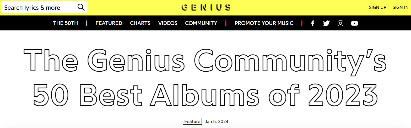 Genius Community Best Albums 2023