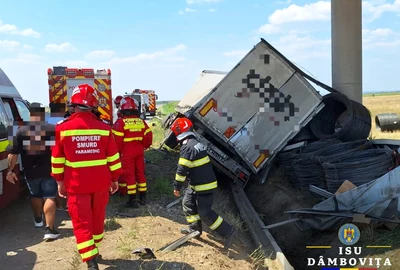 Accident grav TIR A1 petresti FOTO ISU Dâmbovița 2