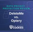 A blue background with images of locks and shields and the text &quot;DeleteMe vs. Optery&quot;