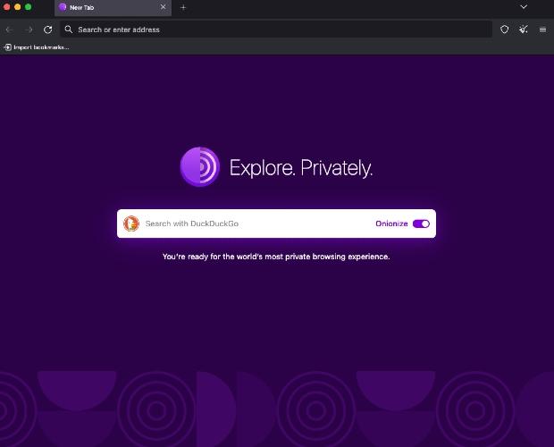 A screenshot of the Tor browser Explore Privately page