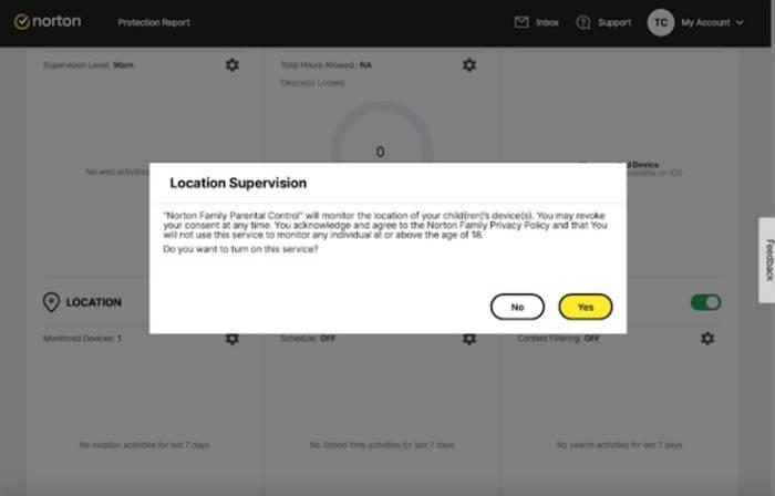 Norton Family Parental Control Location Tracking