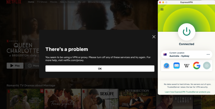 ExpressVPN blocked by Netflix in Australia