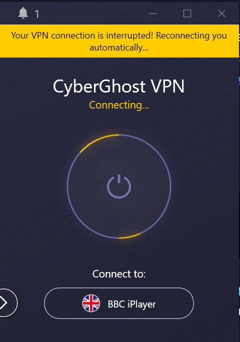 Cyberghost VPN connection interrupted
