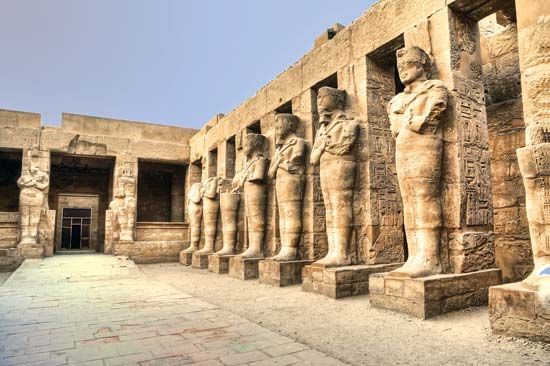 Ruins of statues at Karnak, Egypt.