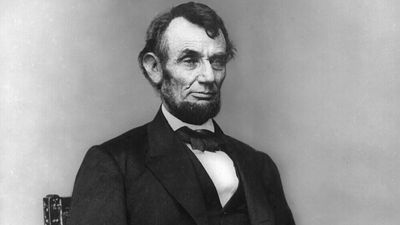 Abraham Lincoln, three quarter length portrait.