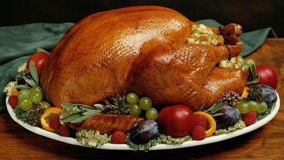 Holiday, Christmas, Thanksgiving, turkey with stuffing and dressing. (holidays, Thanksgiving Day)