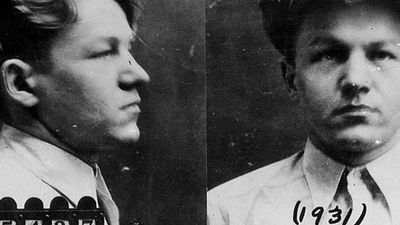 FBI mug shot of Baby Face Nelson aka Lester M. Gillis, Lester Gillis or George Nelson. Federal Bureau of Investigation historical photograph, 1931