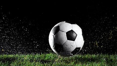 Soccer ball in motion over grass. Homepage 2010, Hompepage blog, arts and entertainment, sports and games athletics